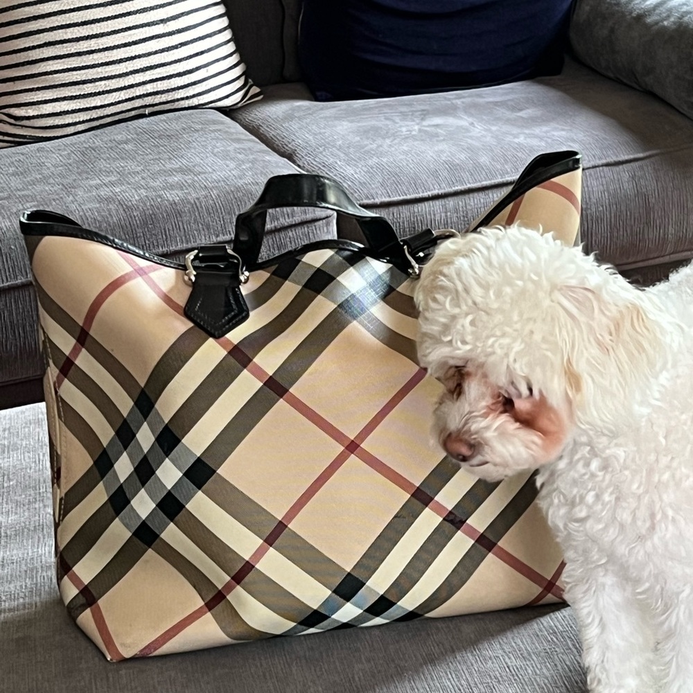 Burberry Beige and Black Check Tote